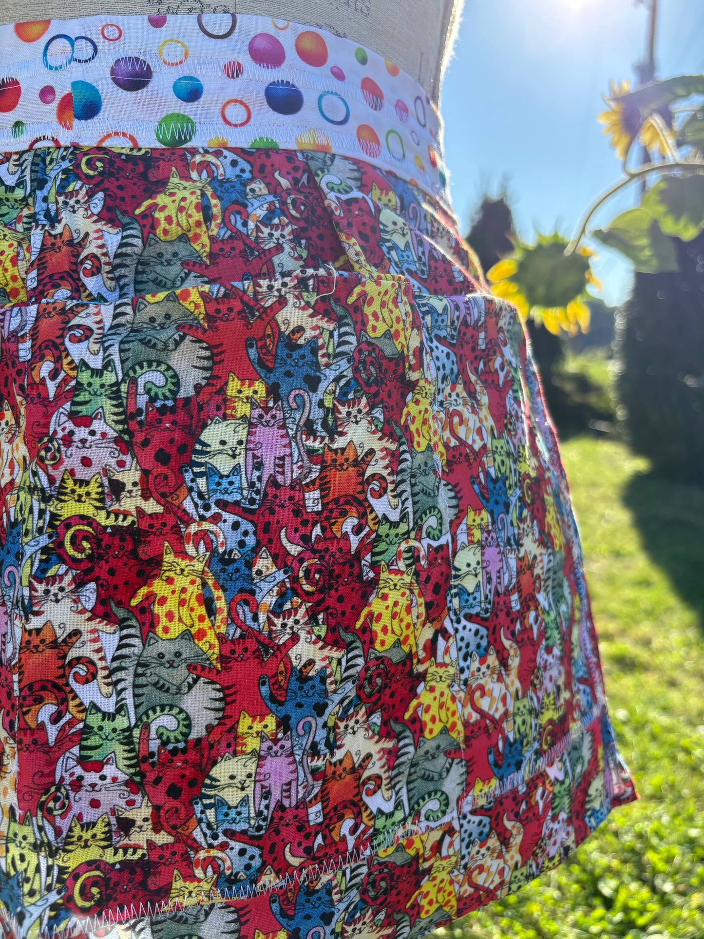 Psychedelic Cats Half Apron
