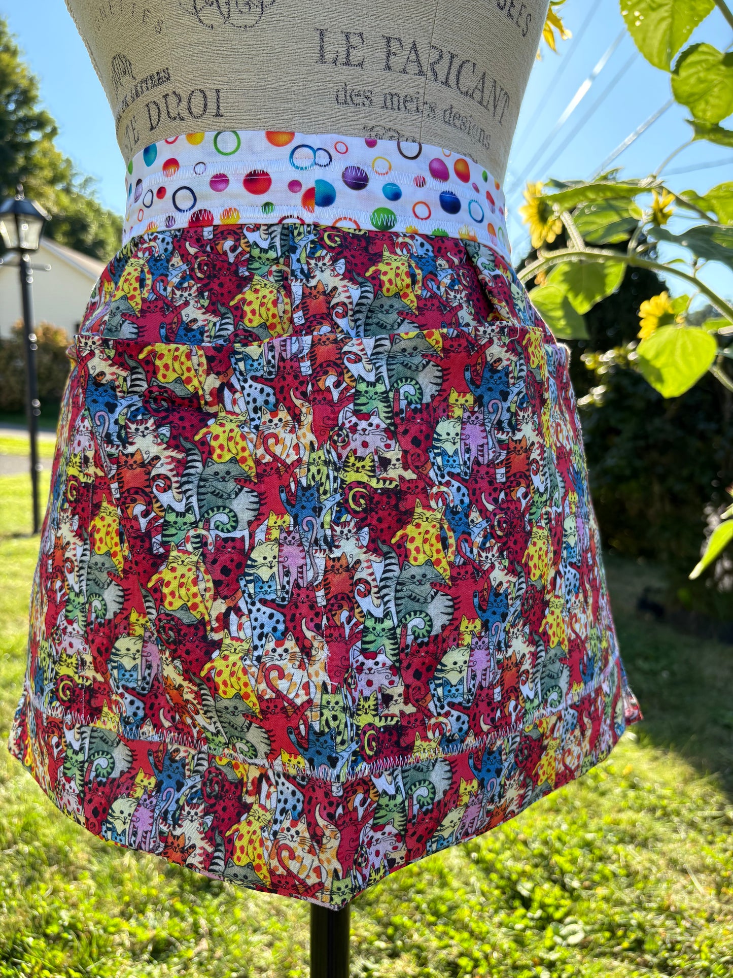 Psychedelic Cats Half Apron