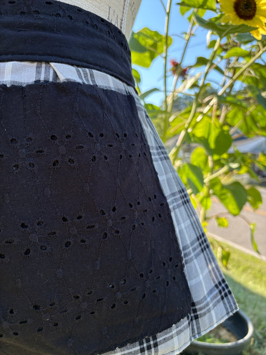 Black Plaid Half Apron