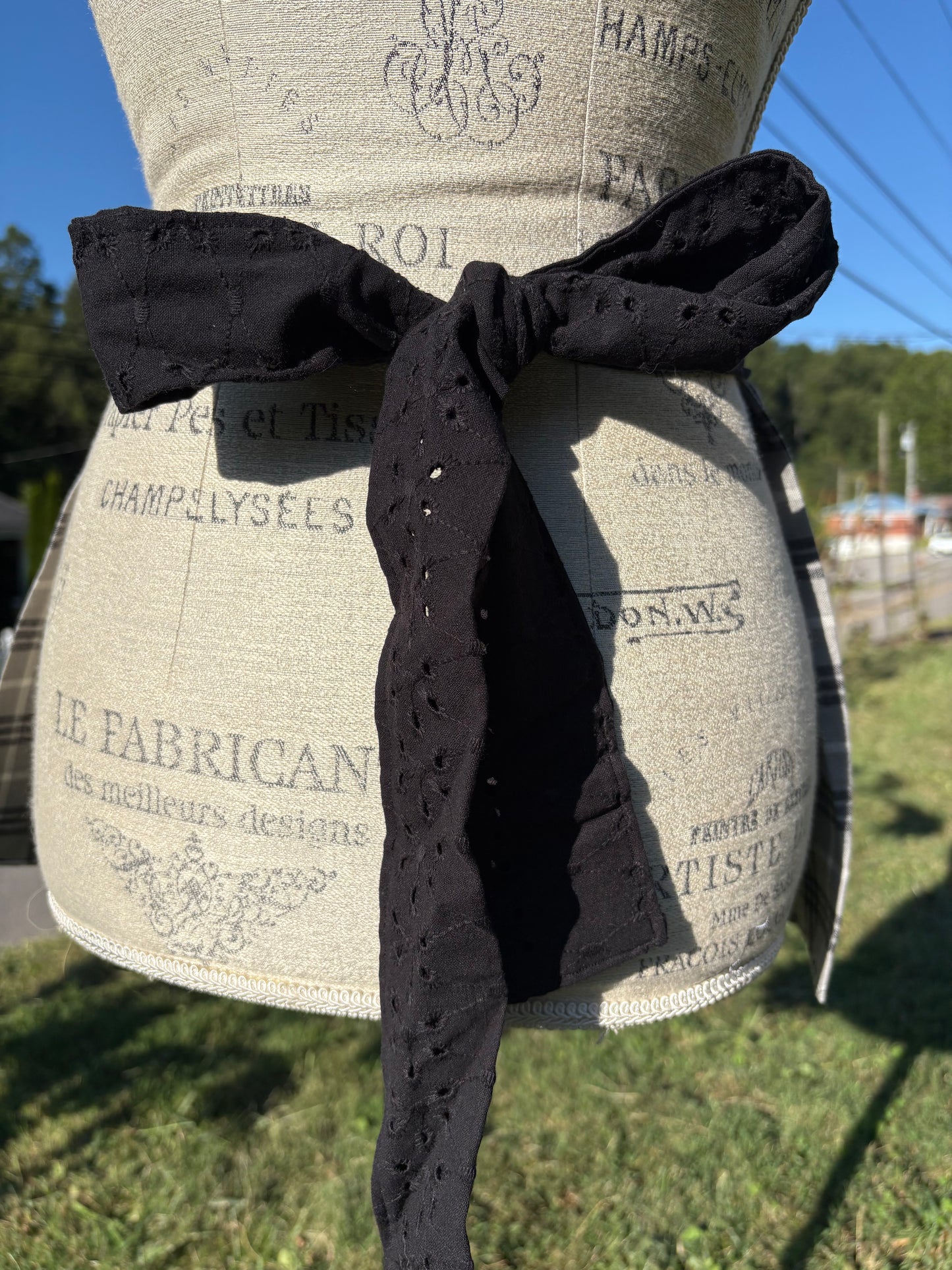 Black Plaid Half Apron