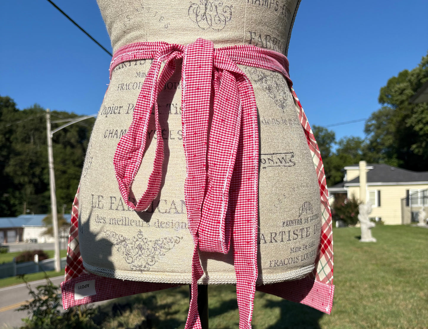 Red & White Plaid Half Apron