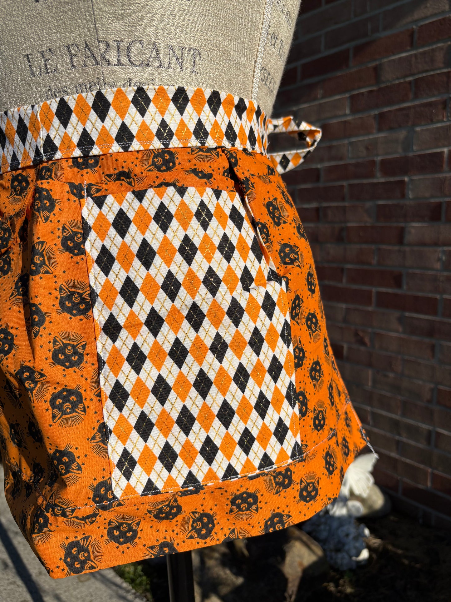 Witchy Black Cat Half Apron