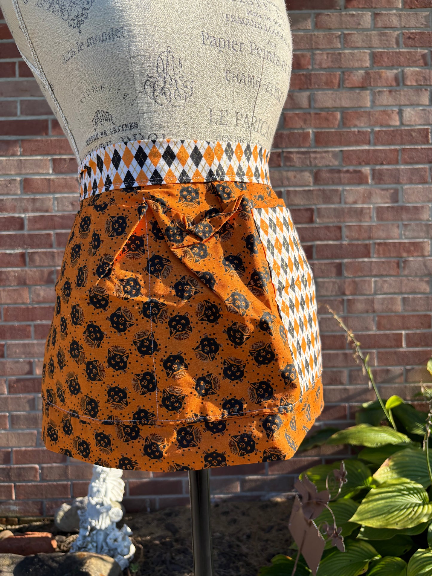 Witchy Black Cat Half Apron