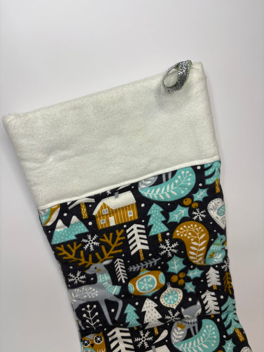 Blue Winter Forest Stocking