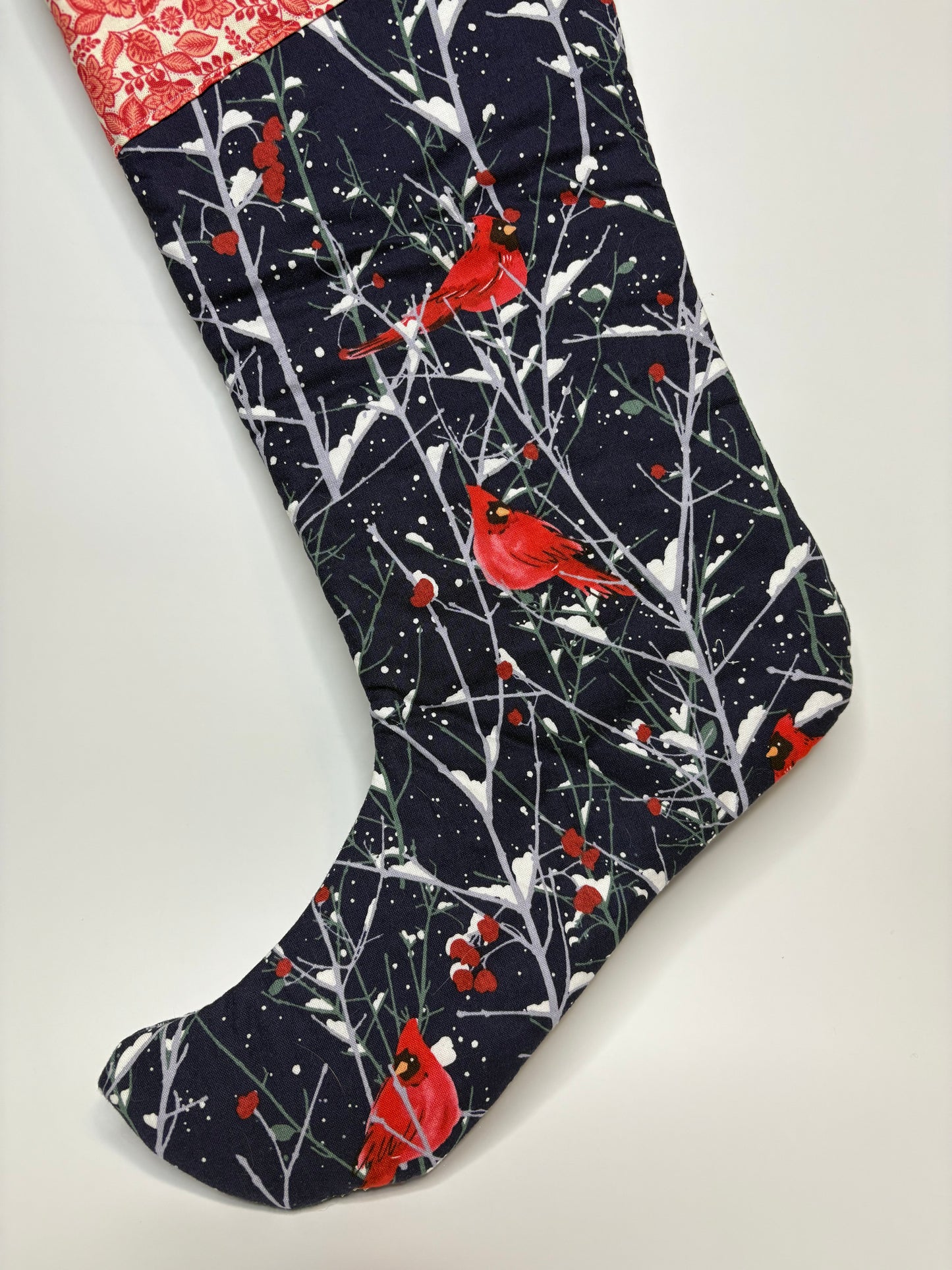 Blue Winter Cardinal Stocking