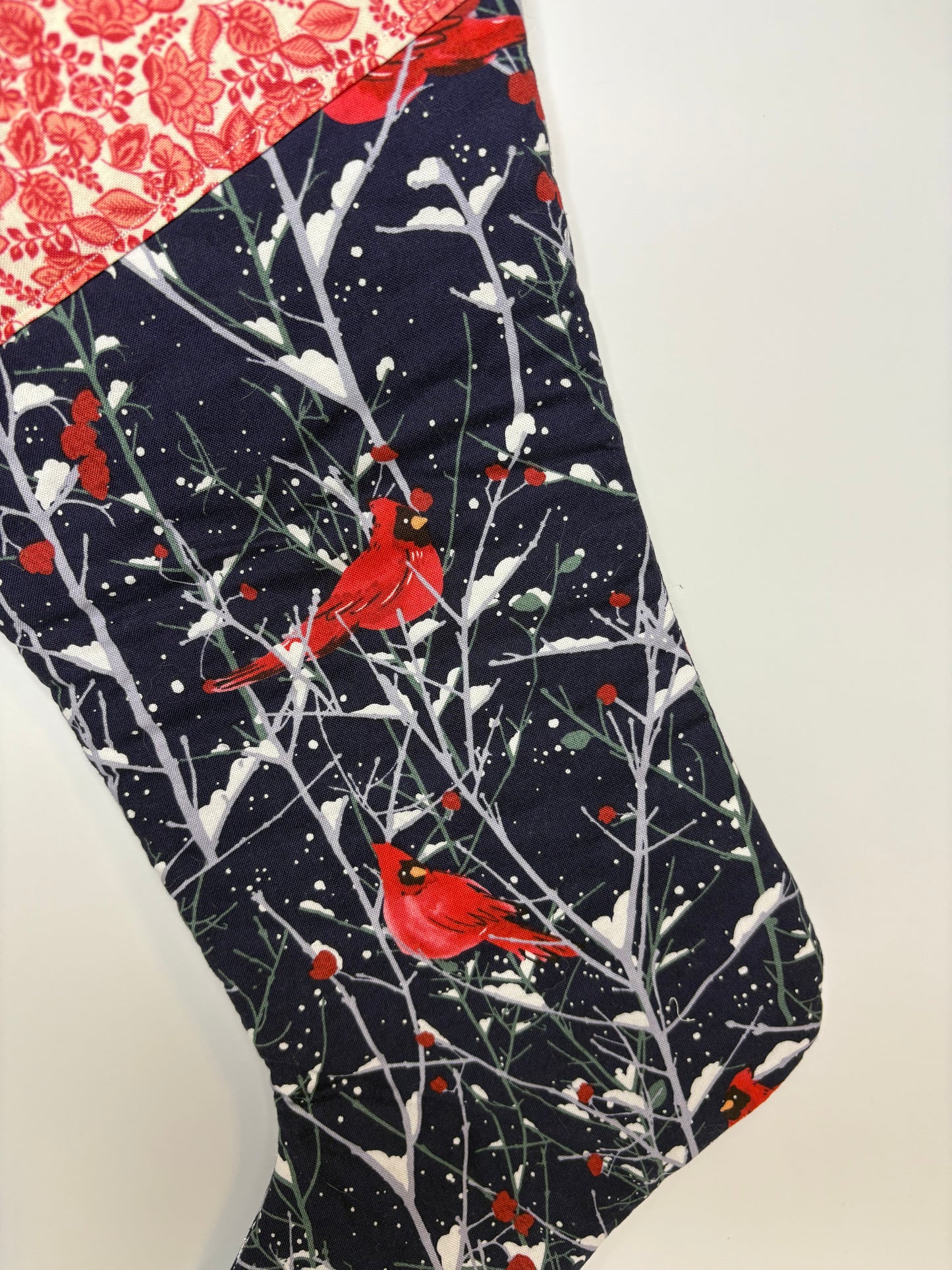 Blue Winter Cardinal Stocking