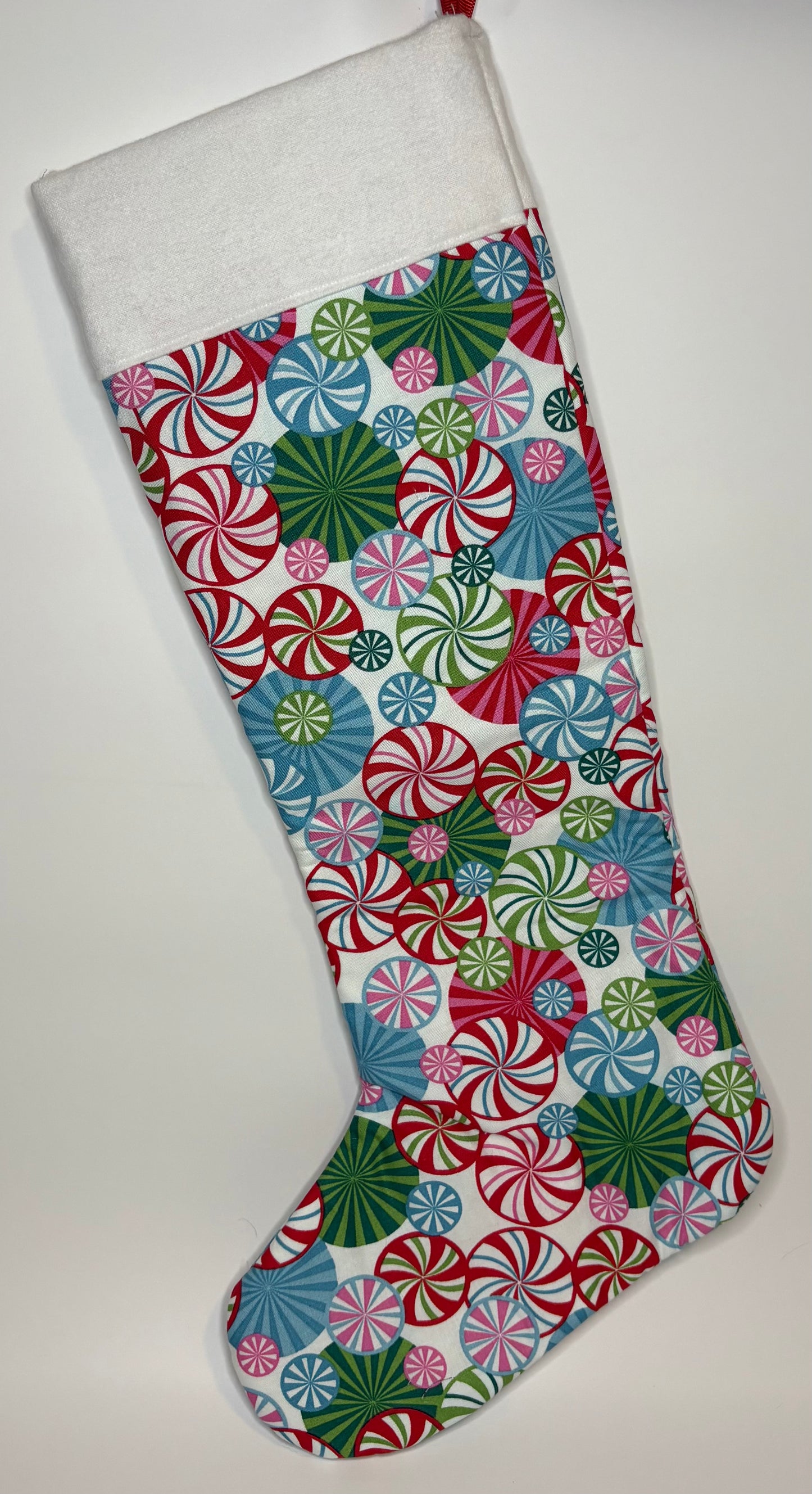Peppermint Swirl Stocking (Round toe)