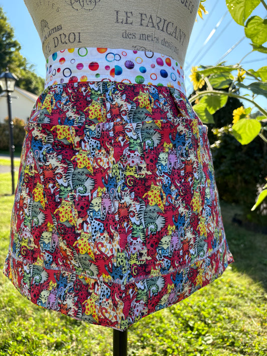 Psychedelic Cats Half Apron