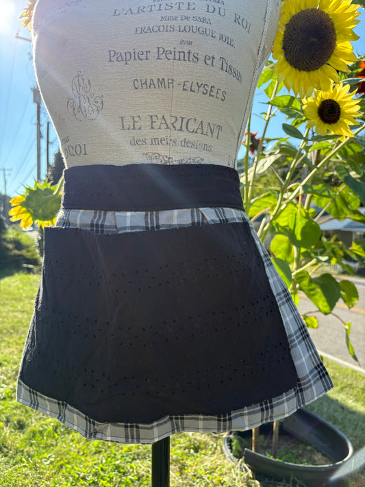 Black Plaid Half Apron