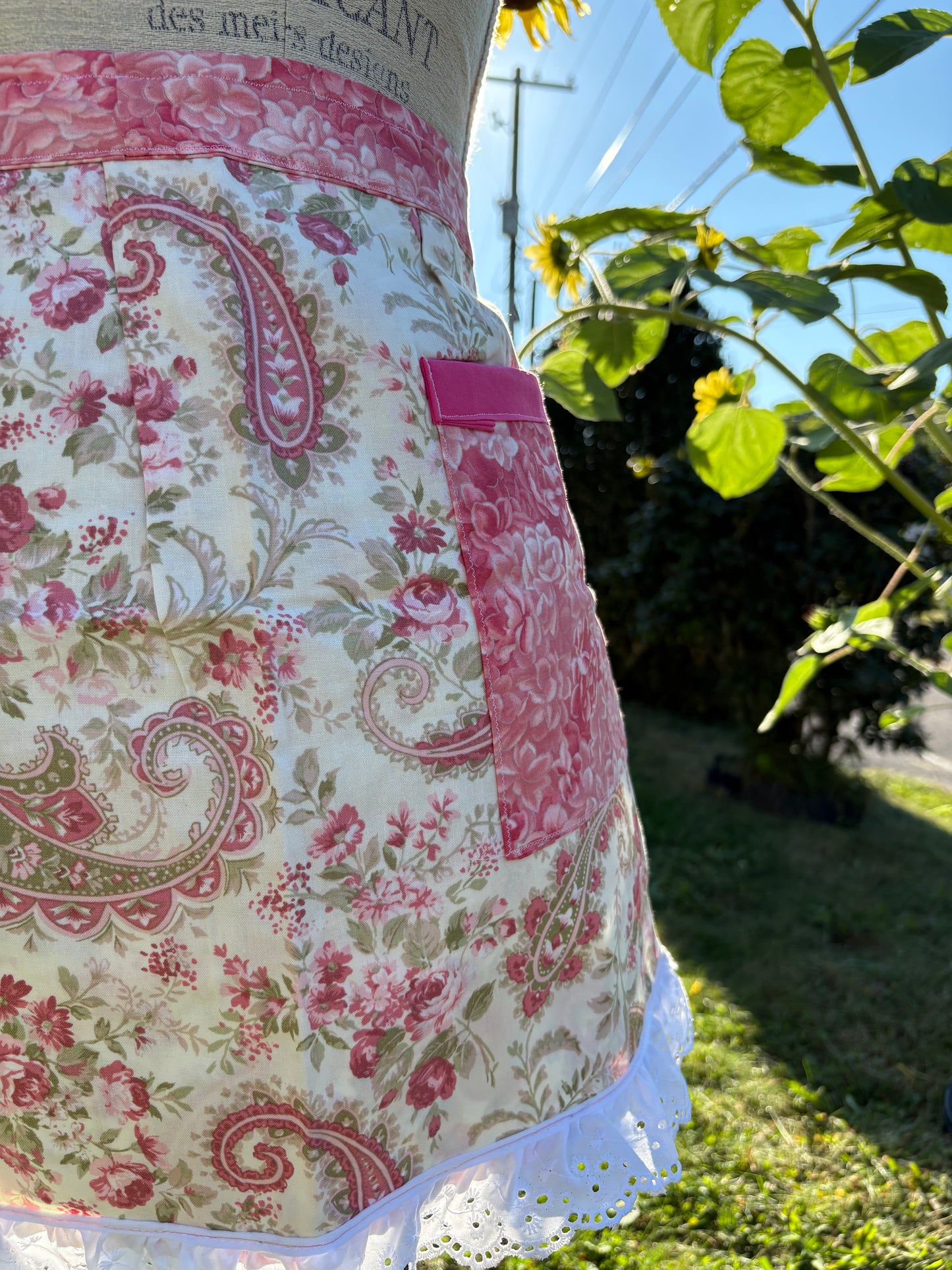 Pink Paisley Club Half Apron