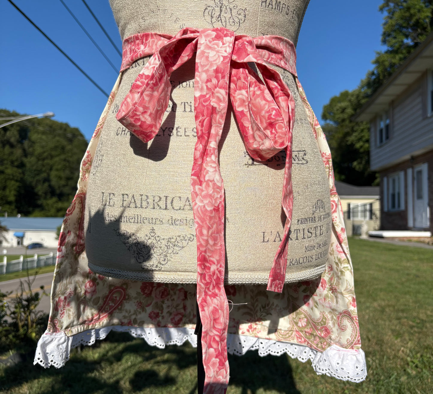 Pink Paisley Club Half Apron