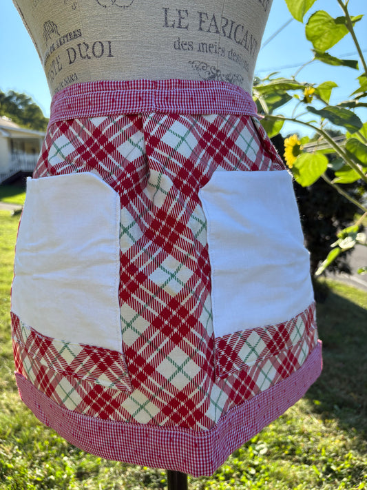 Red & White Plaid Half Apron