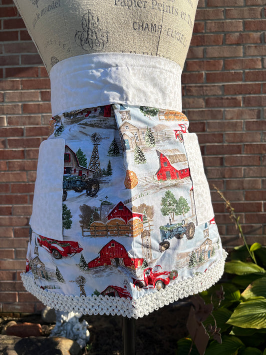 Christmas Farm Half Apron