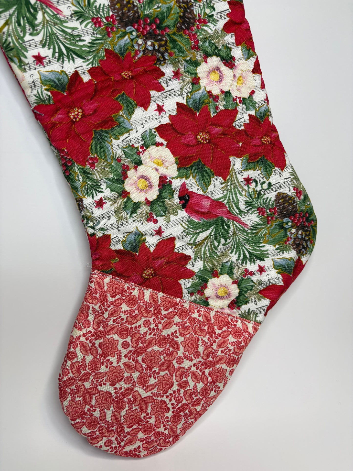 Poinsettia & Cardinal Stocking