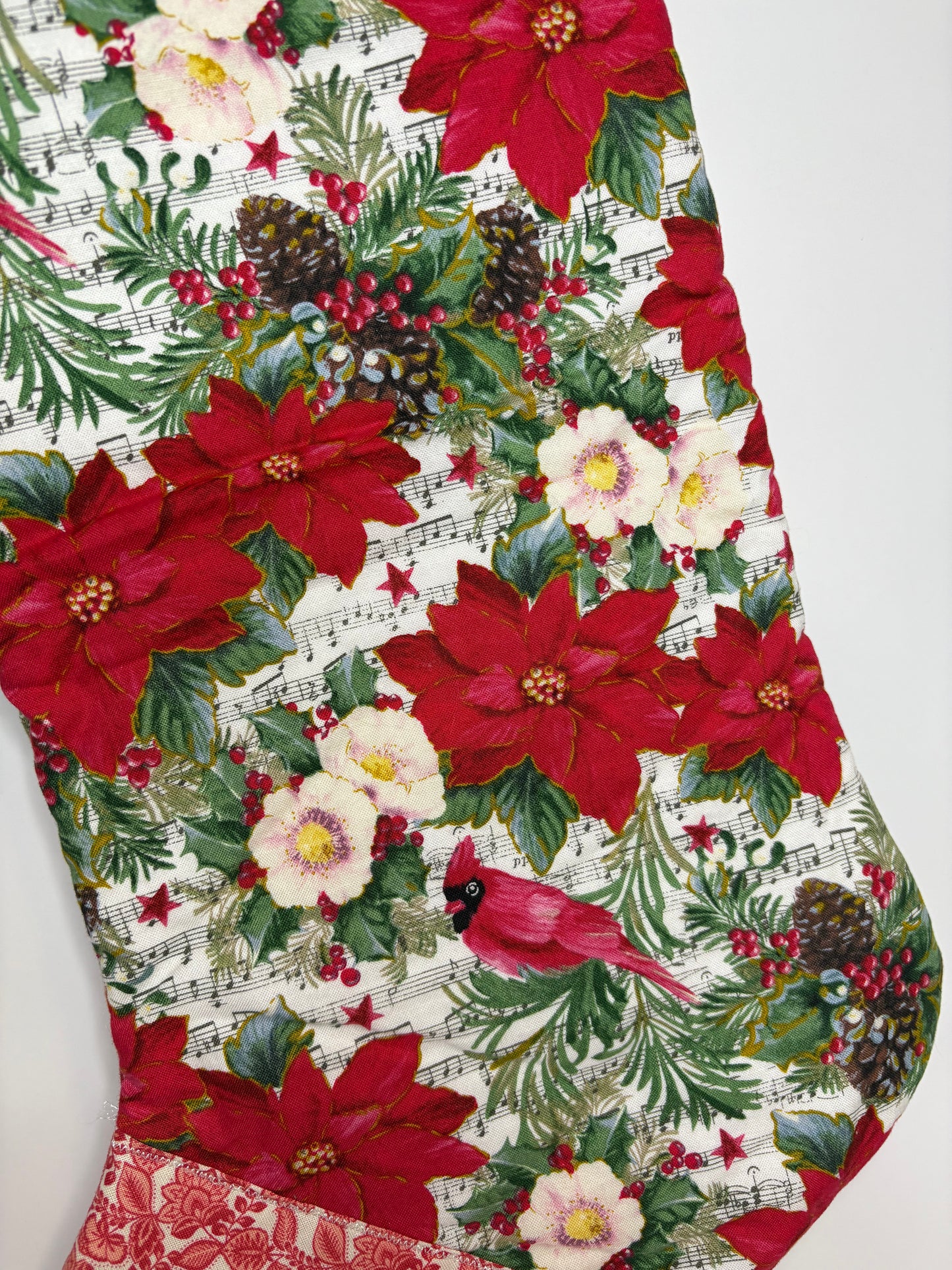 Poinsettia & Cardinal Stocking