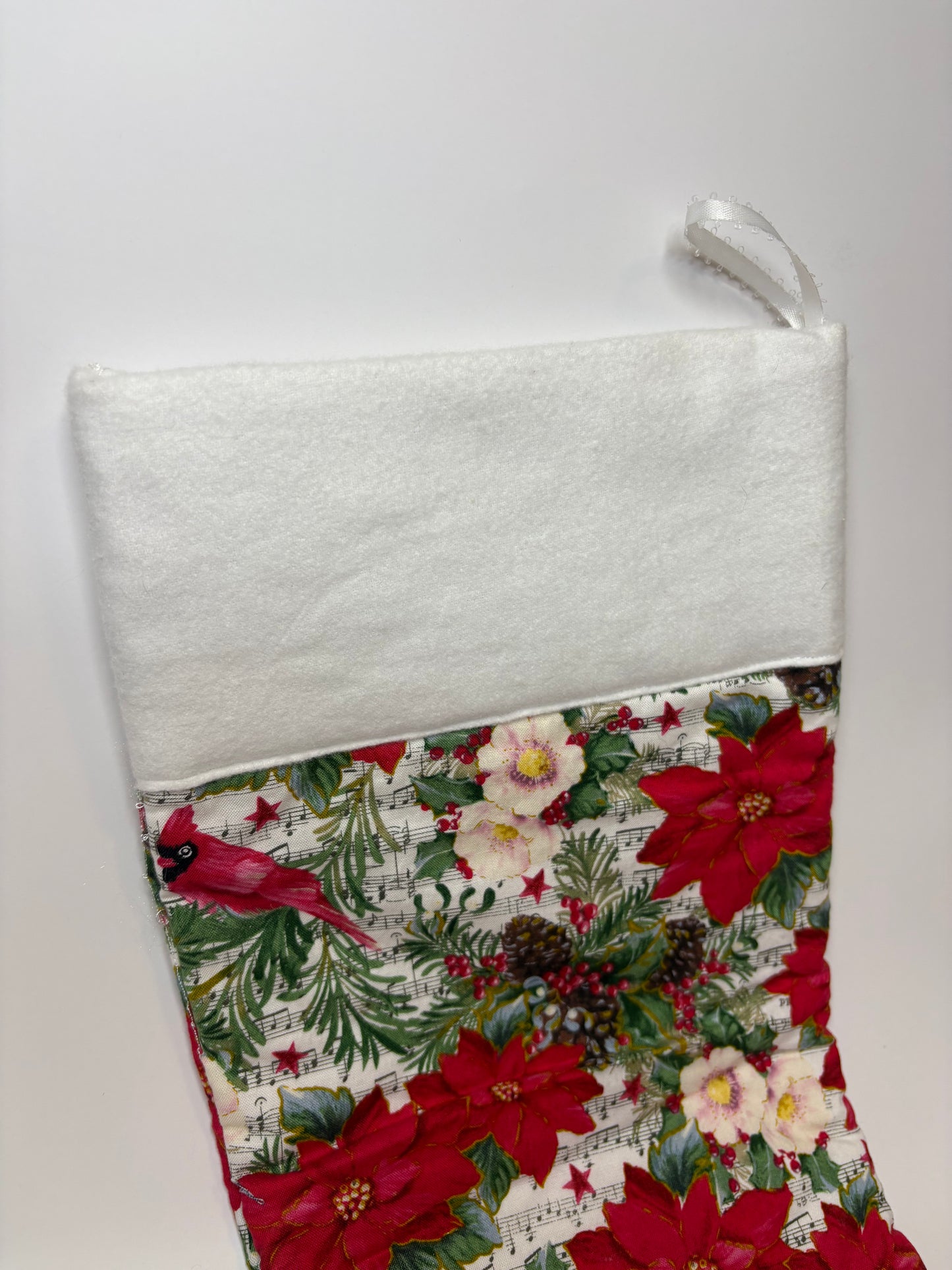 Poinsettia & Cardinal Stocking