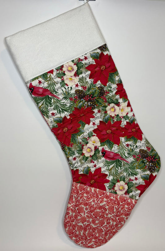 Poinsettia & Cardinal Stocking