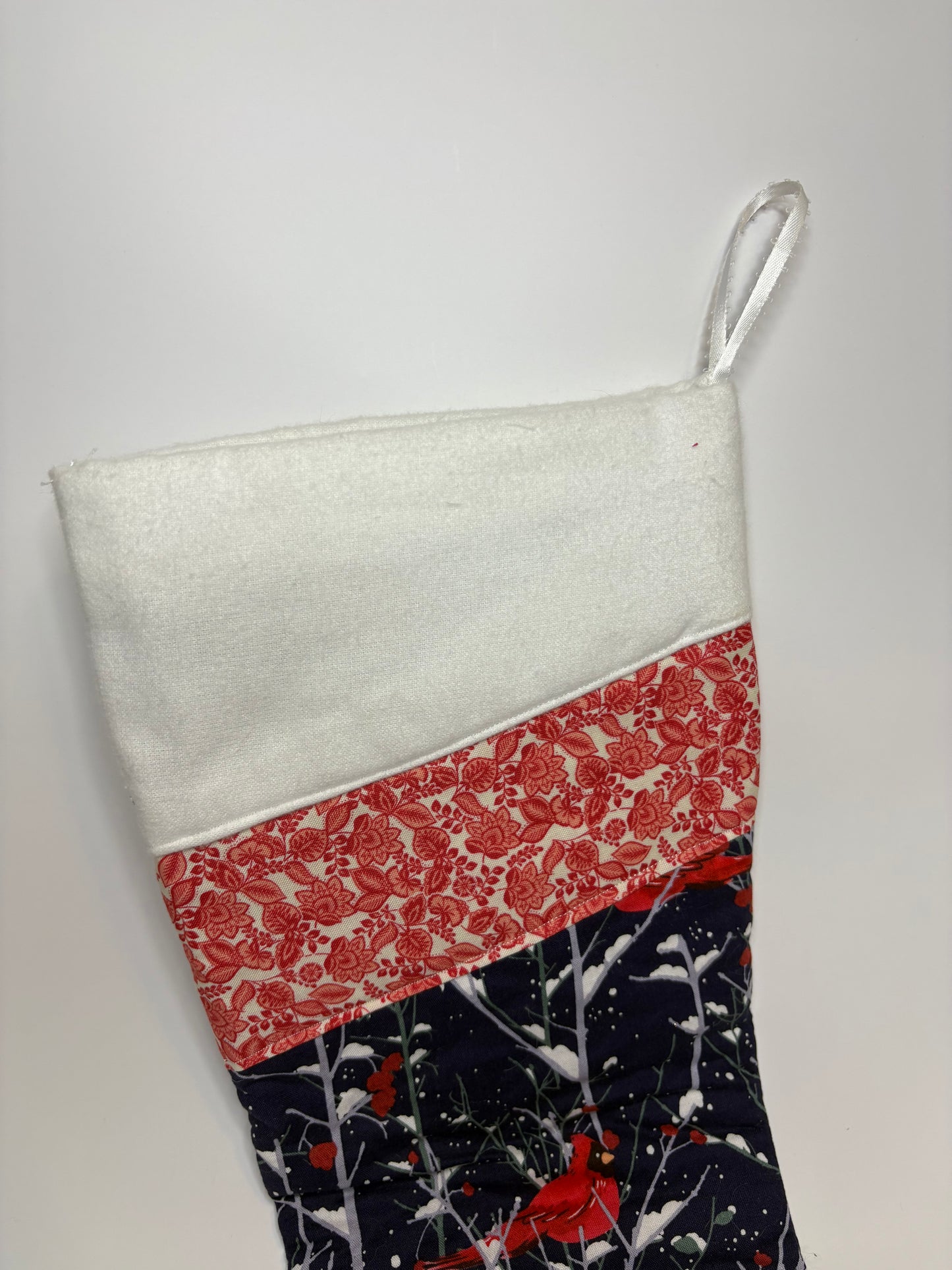 Blue Winter Cardinal Stocking