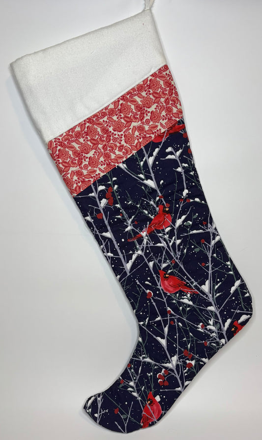 Blue Winter Cardinal Stocking